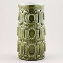 Mari Simmulson (1960s) Unique Green Vase with Geometric Relief 24 cm