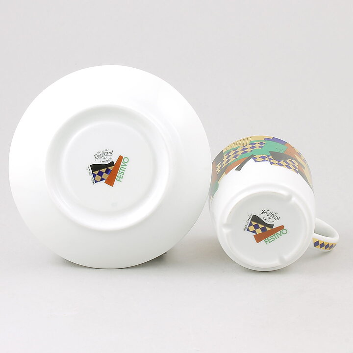 ヘイッキ・オルヴォラ  Festivoシリーズ  カラフルなコーヒーカップ＆ソーサー 9cm  1989年  [サンプル画像]