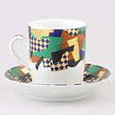 ヘイッキ・オルヴォラ  Festivoシリーズ  カラフルなコーヒーカップ＆ソーサー 9cm  1989年  [サンプル画像]