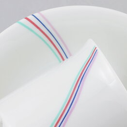 Bertil Vallien (Rainbow 1982) White Coffee Cup with Colorful Threads Decor 9 cm  [Sample Images] 