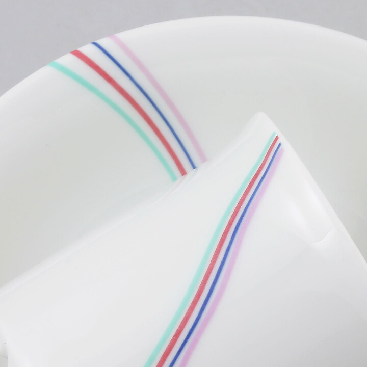 Bertil Vallien (Rainbow 1982) White Coffee Cup with Colorful Threads Decor 9 cm  [Sample Images] 