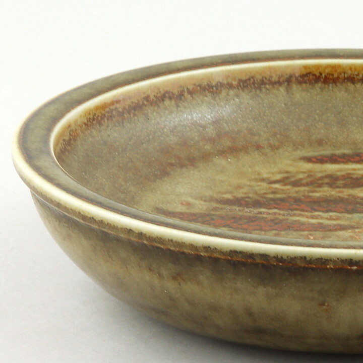 Carl-Harry Stålhane (1960s) Brown Studio Bowl with Abstract Decor 17 cm