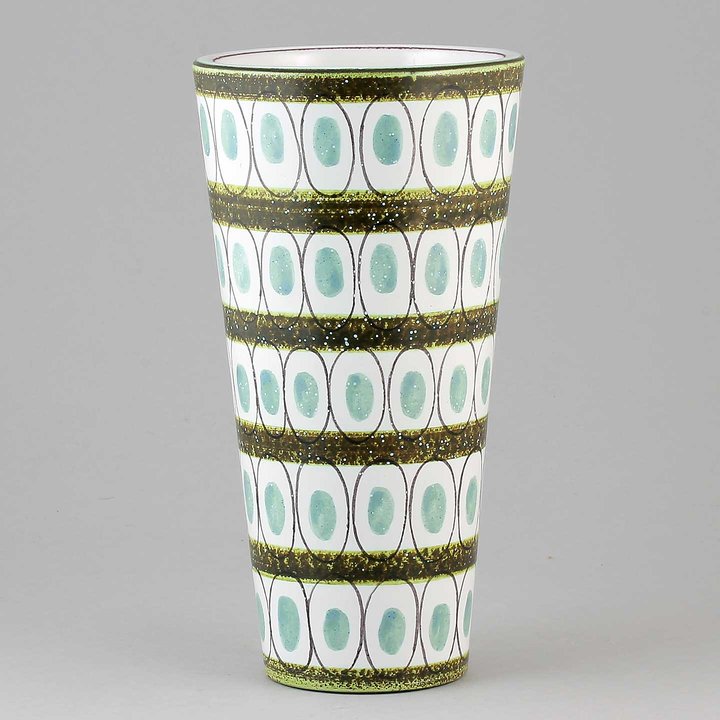 Stig Lindberg (1950s) Green Faience Cone Vase #128 20 cm