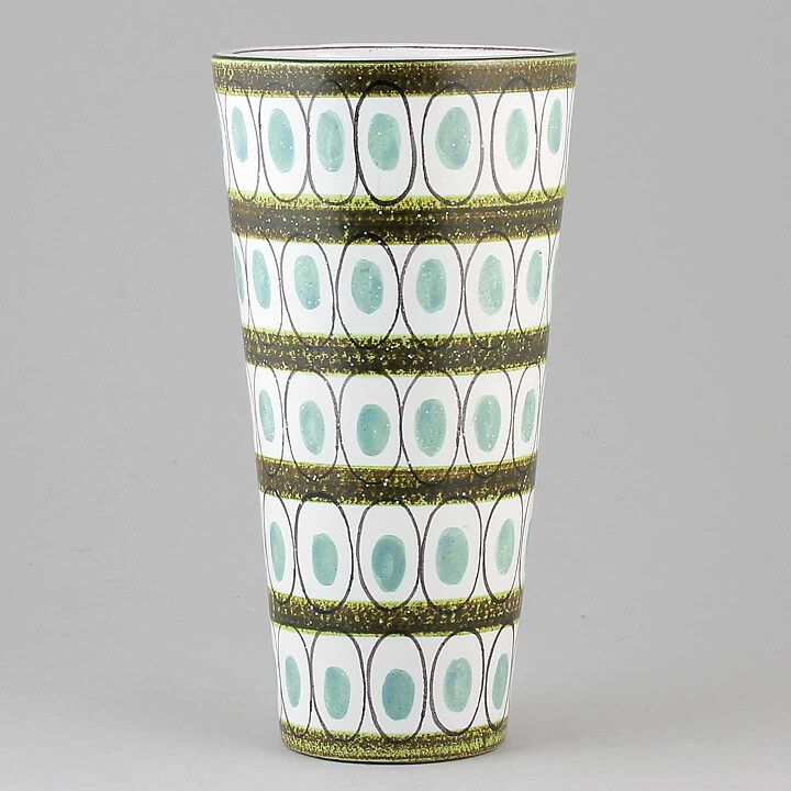 Stig Lindberg (1950s) Green Faience Cone Vase #128 20 cm