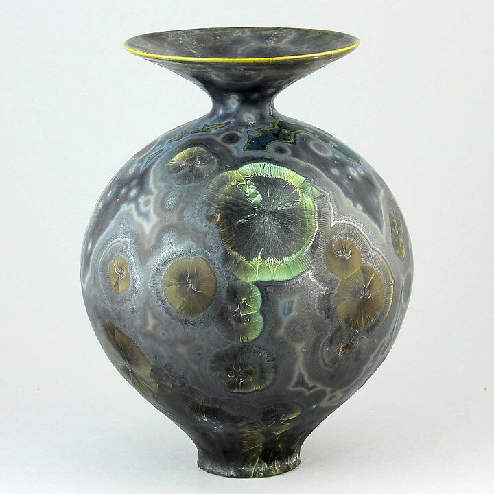 イサク・イサクソン  一点もの！  緑グレー色の花瓶  2018年  (20cm)