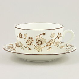 Jackie Lynd (Japonica 1977) Coffee Cup with Brown Flower Decor 10 cm  [Sample Images] 