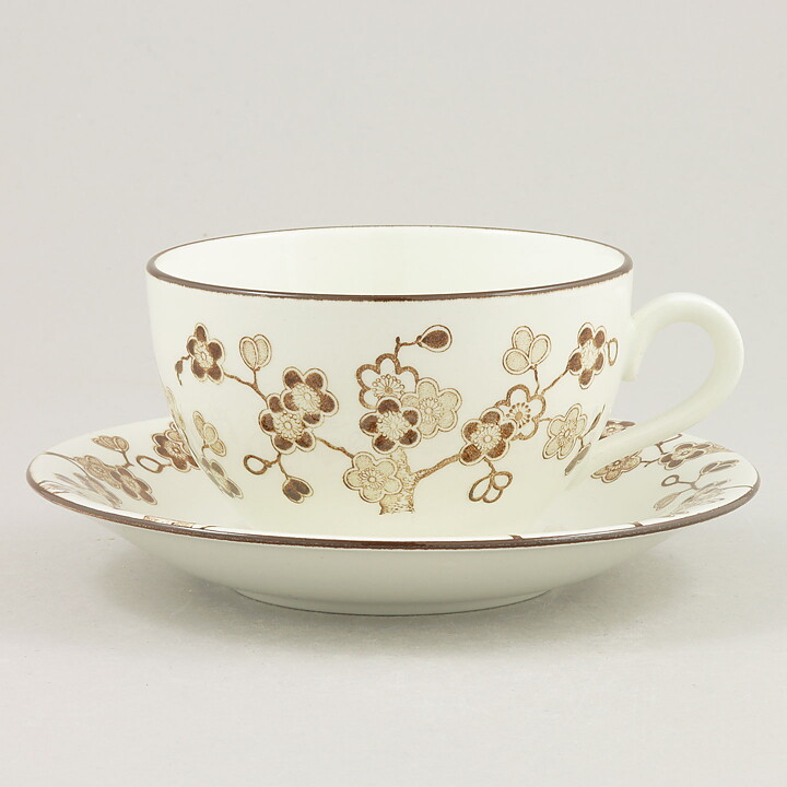 Jackie Lynd (Japonica 1977) Coffee Cup with Brown Flower Decor 10 cm  [Sample Images] 