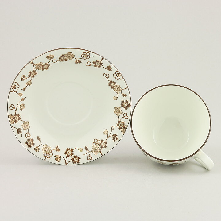 Jackie Lynd (Japonica 1977) Coffee Cup with Brown Flower Decor 10 cm  [Sample Images] 
