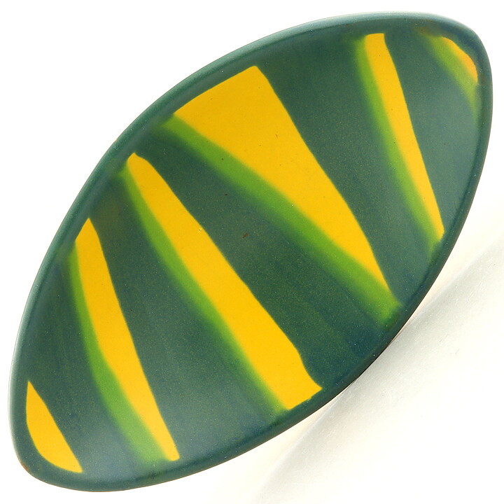 Hjördis Oldfors (Bengali 1954) Lens-Formed Bowl with Green/Yellow Decor 16 cm