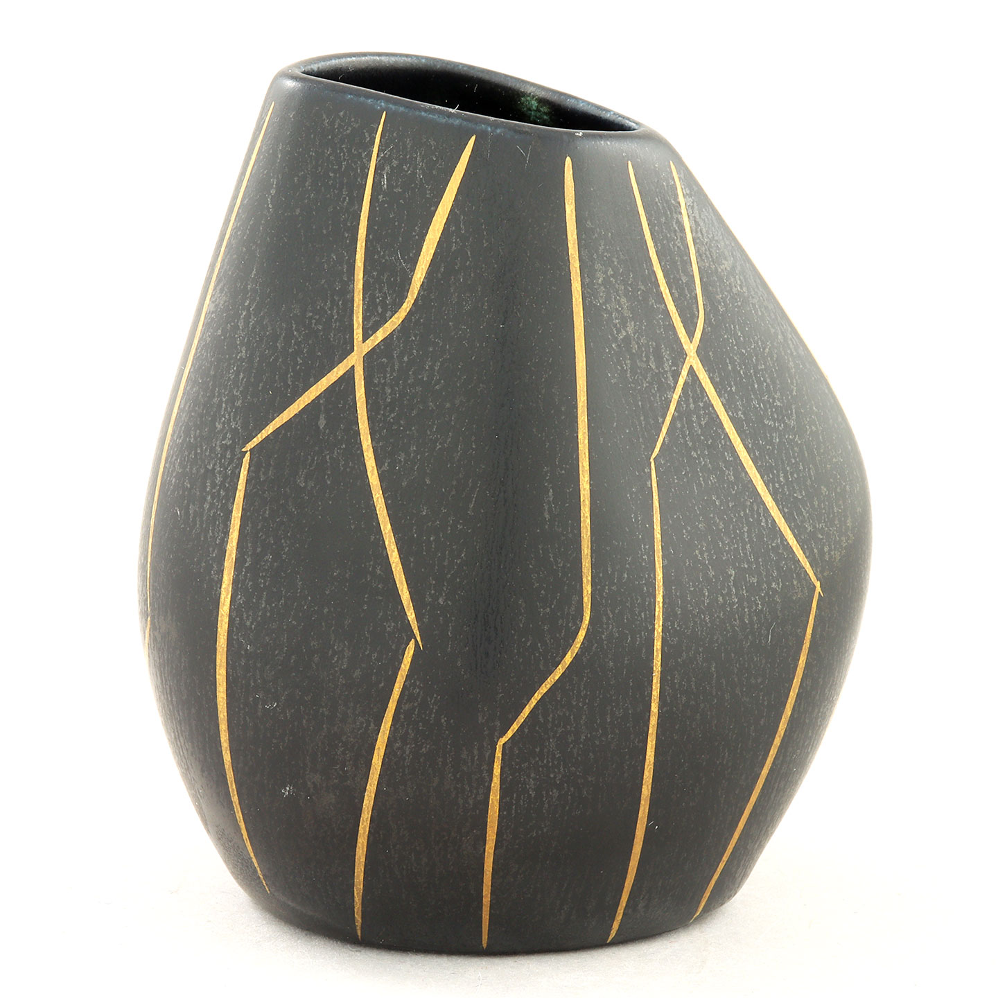 Lillemor Mannerheim (Mangania 1955) Black Organic Vase with Graphic ...