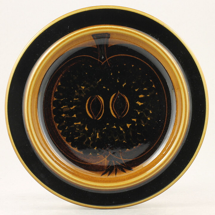 Gunvor Olin-Grönqvist (Fructus 1960) Brown Plate with Apple Decor 20 cm  [Sample Images] (II)