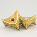 Jens Quistgaard (Relief 1959) Two Beige Candleholders with Leaf Pattern 10 cm