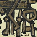 Börje Skohg (1970s) Unique Abstract Horse Riders Wall Plaque 23 cm