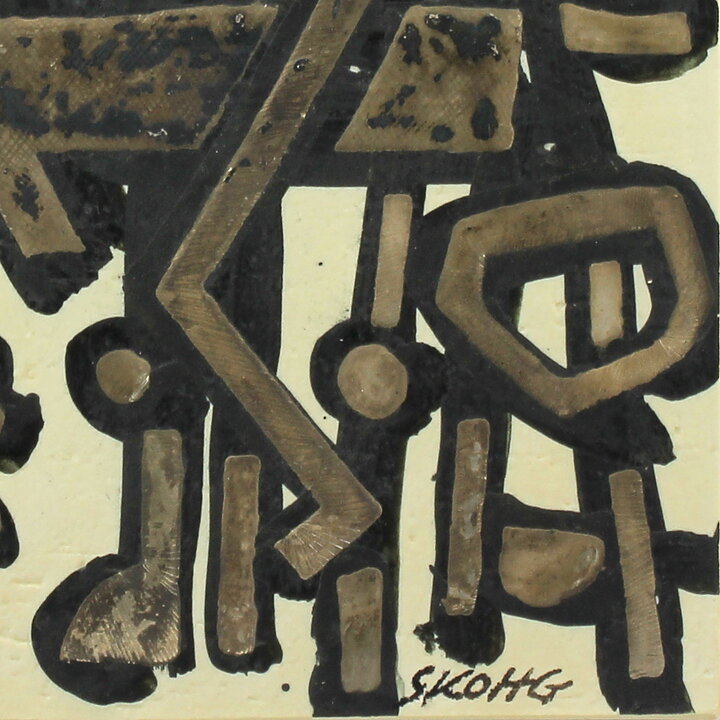 Börje Skohg (1970s) Unique Abstract Horse Riders Wall Plaque 23 cm