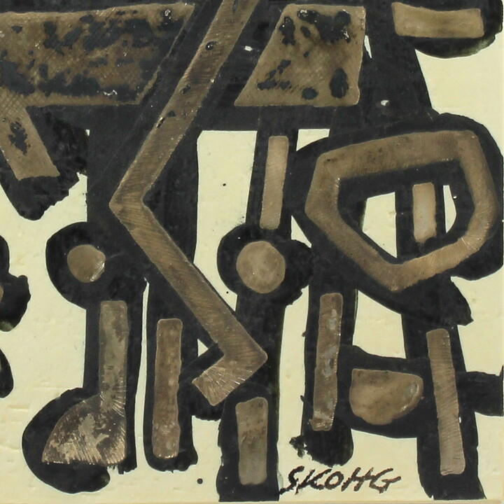 Börje Skohg (1970s) Unique Abstract Horse Riders Wall Plaque 23 cm