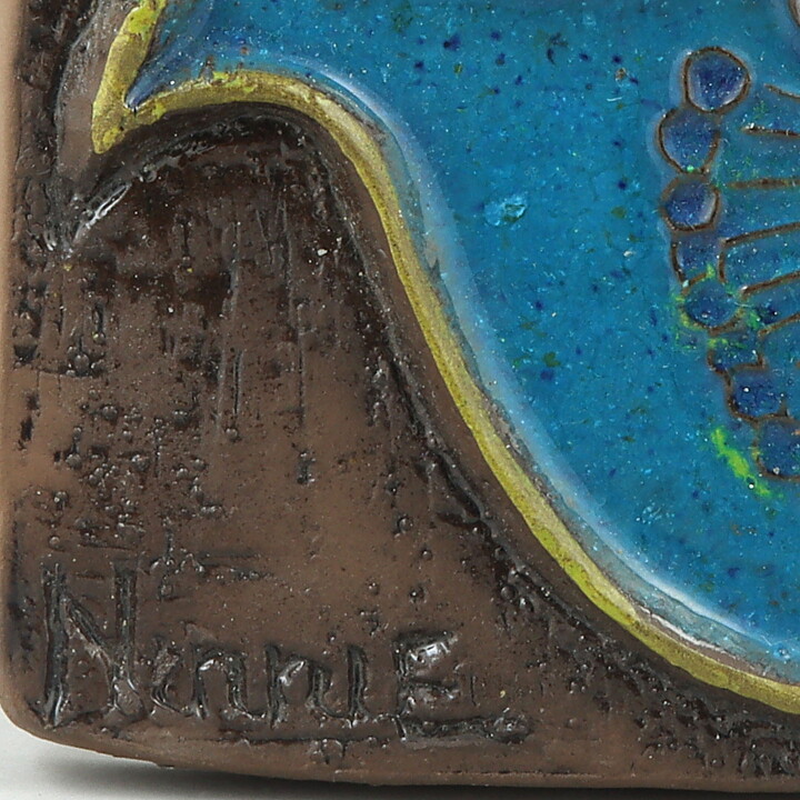 Ninnie Forsgren (1960s) Wall Plaque with Colorful Fish Decor 22 cm