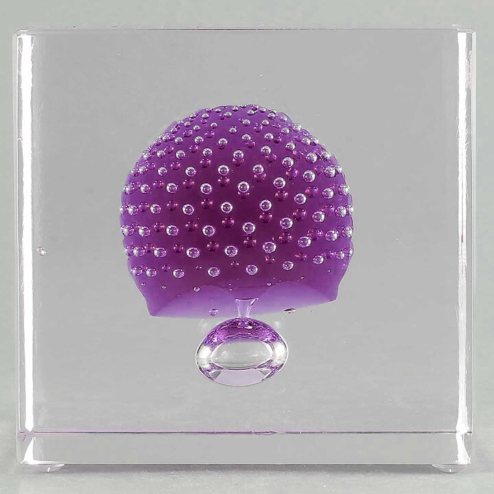 Oiva Toikka (2021) Annual Cube with Violet/Clear Glass (New)