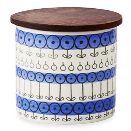 Berit Ternell Gefle Furuvik Round jar with porcelain or teak lid, diameter 11 cm / 4.3 in