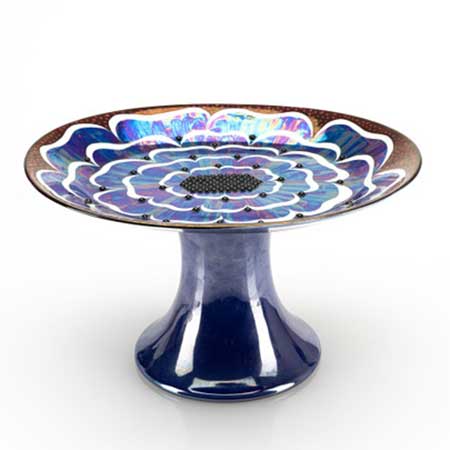 Birger Kaipiainen Arabia Florence Blue footed plate, height 21 cm