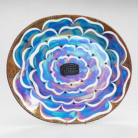 Birger Kaipiainen Arabia Florence Blue plate, length 42 cm