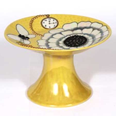 Birger Kaipiainen Arabia Florence Yellow footed plate, height 16 cm