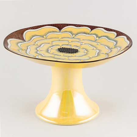 Birger Kaipiainen Arabia Florence Yellow footed plate, height 21 cm