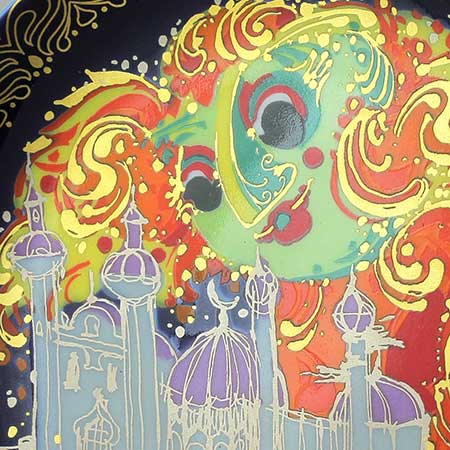 Björn Wiinblad Nymölle Aladin Plates Motif 10, The Genie of the Lamp builds a palace for Aladin