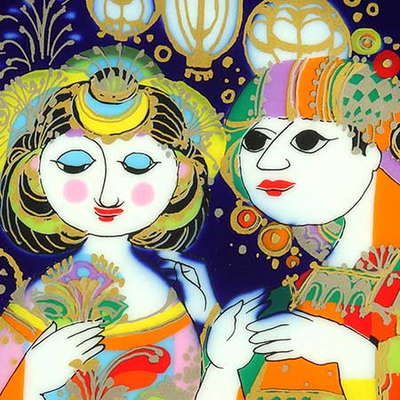 Björn Wiinblad Nymölle Aladin Plates Motif 11, Aladin marries the beautiful Princess