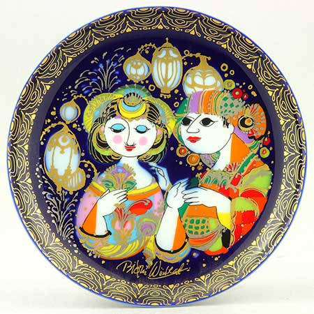 Björn Wiinblad Nymölle Aladin Plates Motif 11, Aladin marries the beautiful Princess