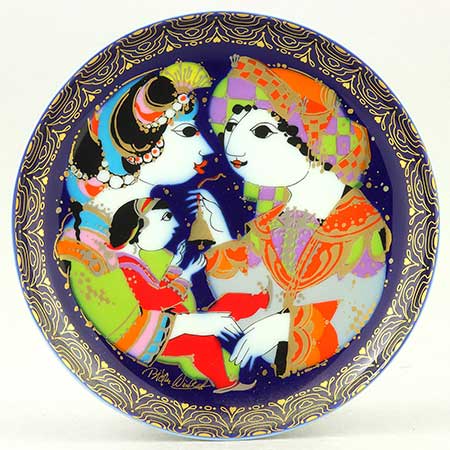 Björn Wiinblad Nymölle Aladin Plates Motif 11, Aladin marries the beautiful Princess