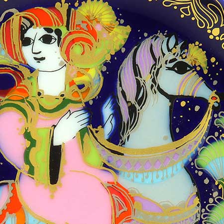 Björn Wiinblad Nymölle Aladin Plates Motif 9, Aladin rides to the Sultan’s palace