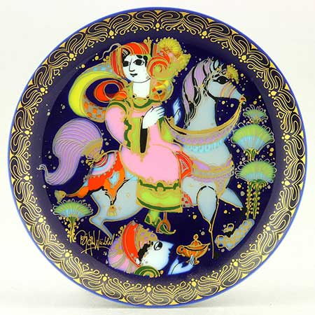 Björn Wiinblad Nymölle Aladin Plates Motif 9, Aladin rides to the Sultan’s palace