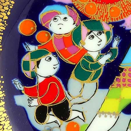Björn Wiinblad Nymölle Aladin Plates Motif 2, Aladin plays with the street urchins