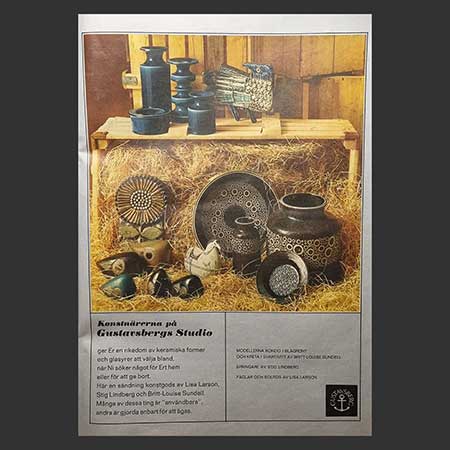 Britt-Louise Sundell Gustavsberg Advertisement for Gustavsberg objects, including the Rondo series