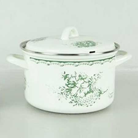 Carl-Harry Stålhane Rörstrand Gröna Anna Enamel pot, diameter 22 cm