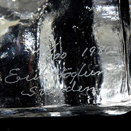 Erik Höglund Lindshammar Engraved mark of a Kristallreliefer sculpture