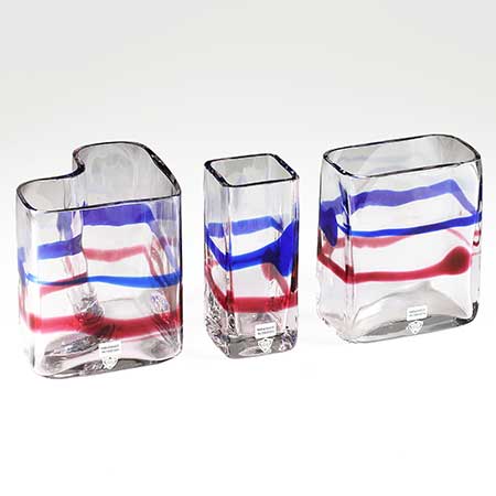 Erik Höglund Vrigstad Glass Three vases, height 15 cm