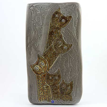 Ester Wallin Upsala-Ekeby wall plaques Owls (model 0139), 1970, height 28 cm