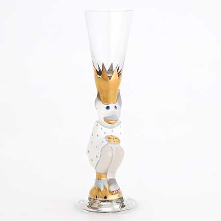Gunnar Cyrén Orrefors Devil Glasses Nobel Service White with clear glass face, 2014 (One year commemoration of the passing of Gunnar Cyrén)