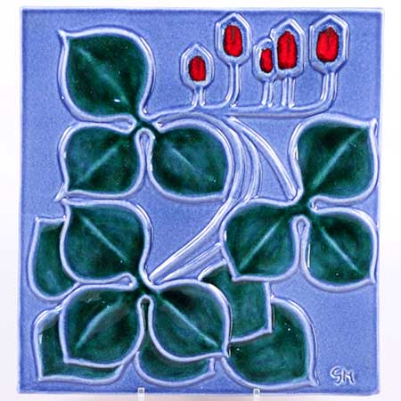 Gunnar Nylund Wall Plaques Rörstrand, Upsala-Ekeby, Jie Vattenblad (Water Leaves), model 2036, height 33 cm