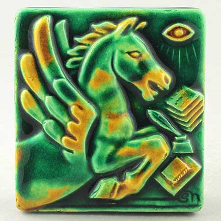 Gunnar Nylund Wall Plaques Rörstrand, Upsala-Ekeby, Jie Winged horse, height 10 cm