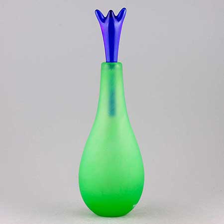 Gunnel Sahlin Kosta Boda Naturalis Bottle, green, model number 89260, height 25,5 cm