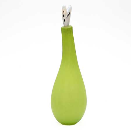 Gunnel Sahlin Kosta Boda Naturalis Bottle, yellow/green, model number 89265, height 32 cm