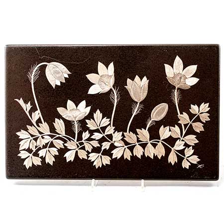 Heinz Erret Gustavsberg Province Flower Wall Plaques Mosippa (Arctic violet), province flower of Härjedalen