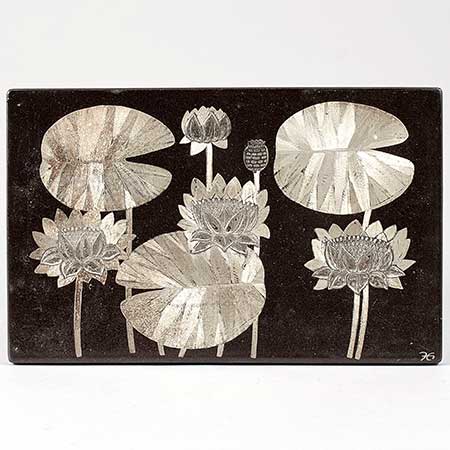 Heinz Erret Gustavsberg Province Flower Wall Plaques Vit näckros (White waterlily), province flower of Södermanland