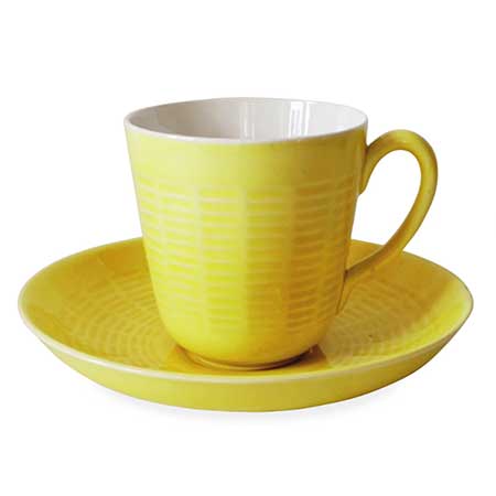 Hertha Bengtson Rörstrand India Turquoise teacup, height 8 cm