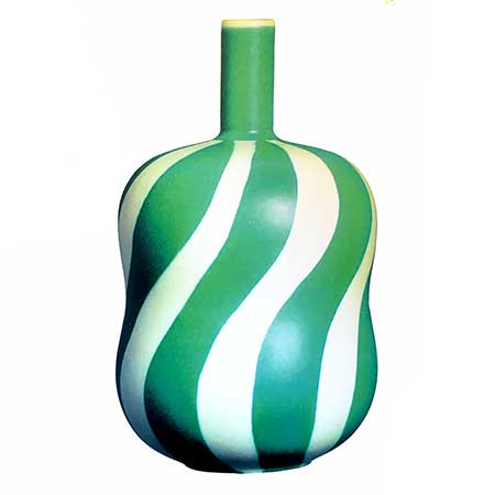 Inger Persson Rörstrand Pro Arte Green vase ”Snurran” (Swirl), height 14 cm