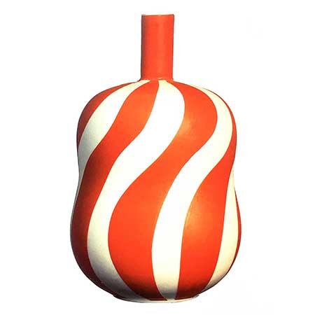 Inger Persson Rörstrand Pro Arte Red vase ”Snurran” (Swirl), height 14 cm