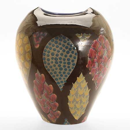 Ingrid Atterberg Upsala Ekeby Mimosa Vase. Model 2105. Height 27 cm