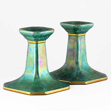 Josef Ekberg Gustavsberg Luster Glaze Candle holders, height 12 cm